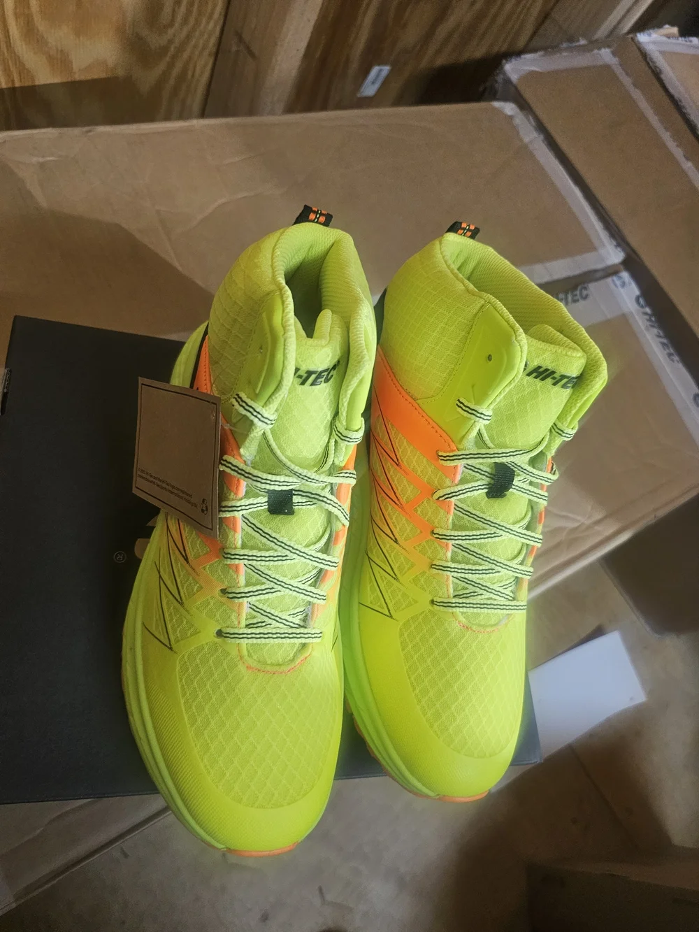 Hi-Tec Neon Yellow Men’s Trail Boots with Orange Accents